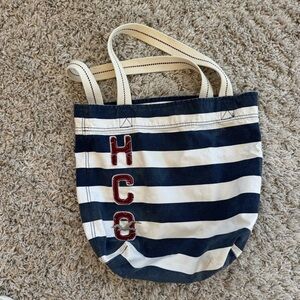 Hollister Navy and White Striped Tote